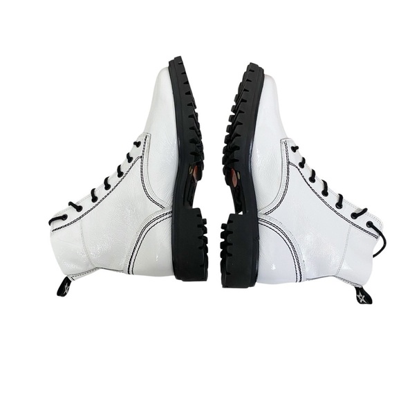 New! Paul Green White Combat Patent Boots Moto - Picture 3 of 7
